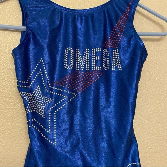 Destira elite gymnastics tank blue foil sleeveless leotard Jar/ SA adult small - Picture 2 of 8